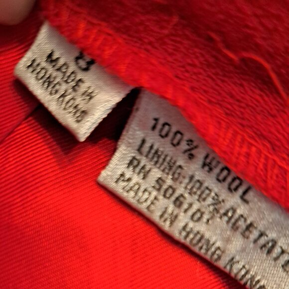 Nolan Miller Elegant Core Red Wool Suit - Black Fox Cuffs &Collar - Size 8 VTG - Picture 9 of 9